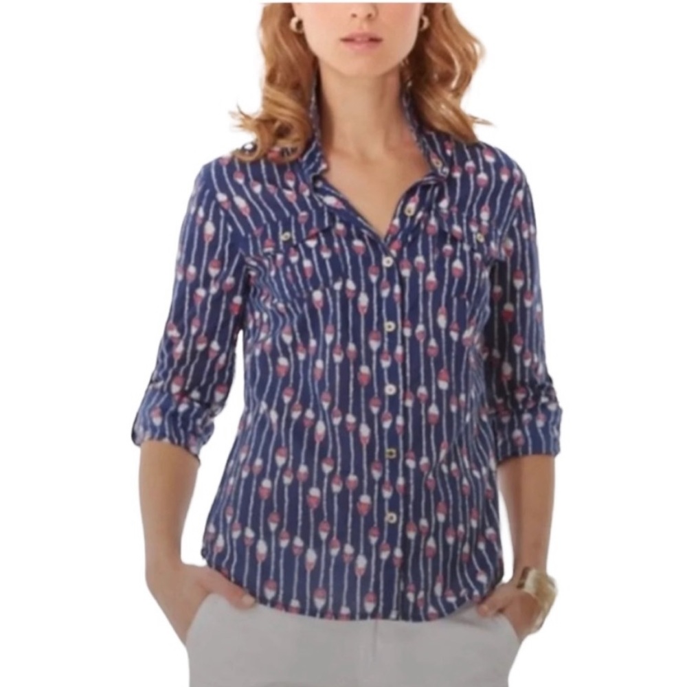 Lily Pulitzer “Oh Buoy” Button Down Cruiser Shirt 0